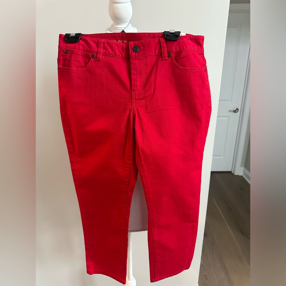 Talbots Slim Crop Red Pants 8P NWT